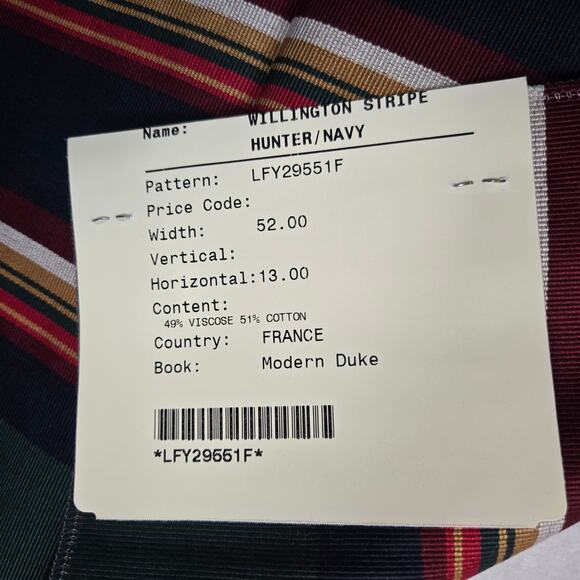 VTG Ralph Lauren Upholstery Fabric Willington Stripe Hunter/Navy 27x27 inch 0802 - Picture 2 of 4